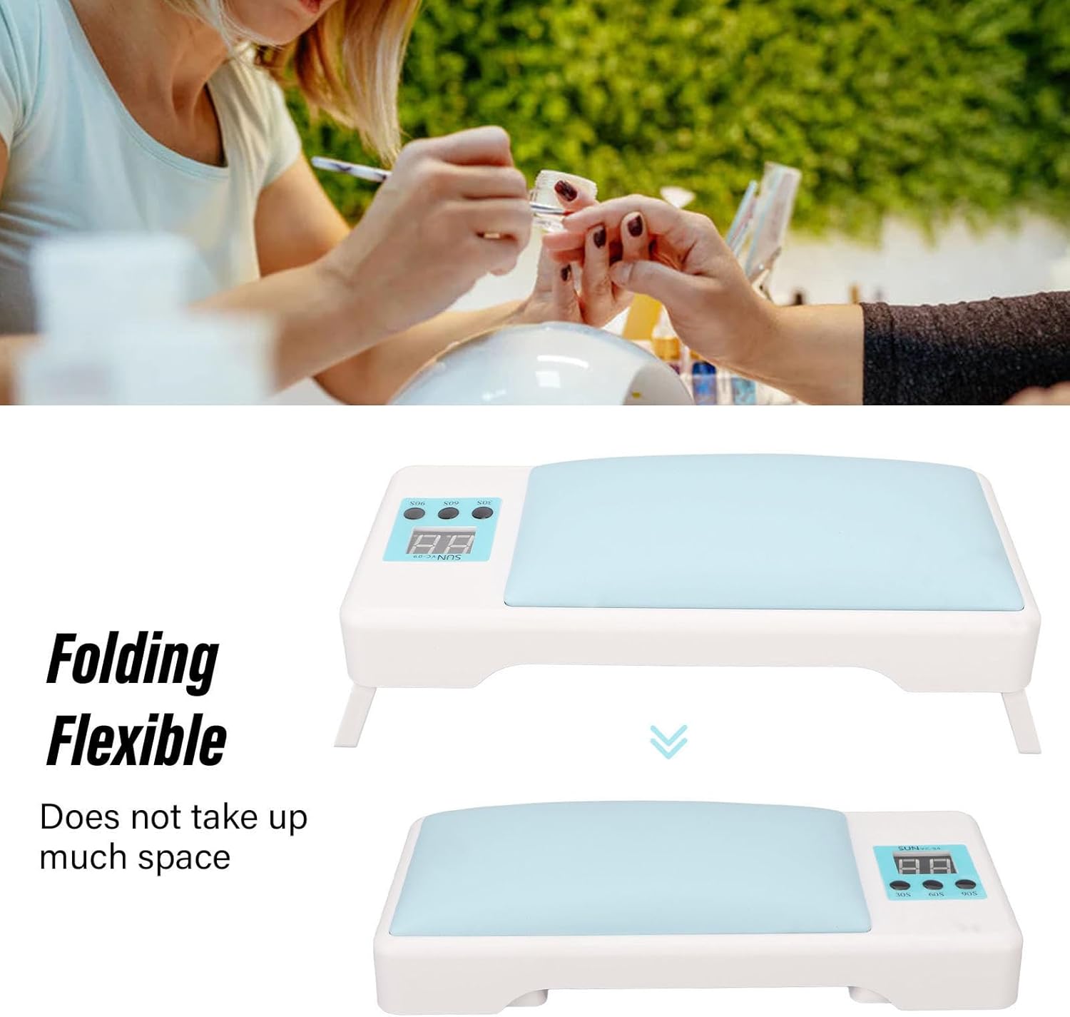 TekOne Lampada UV per Unghie con Bracciolo e Display Digitale - Supporto Pieghevole